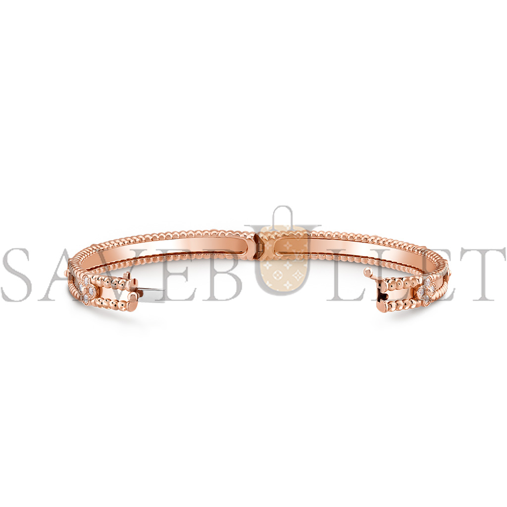 VAN CLEEF ARPELS PERLÉE SWEET CLOVERS BRACELET, EXTRA SMALL MODEL - ROSE GOLD, DIAMOND  VCARP6X000